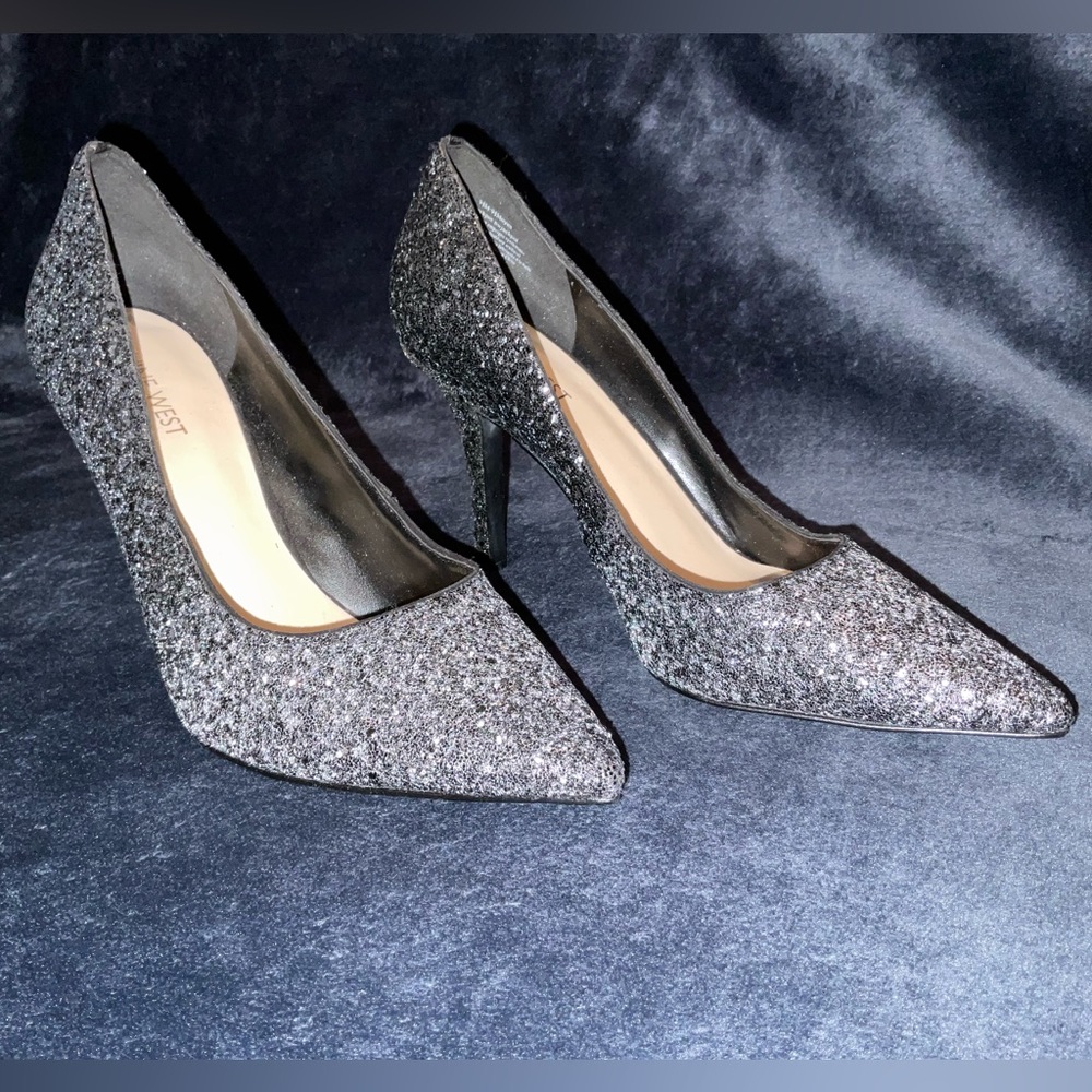 Elegant Silver Glitter Heels